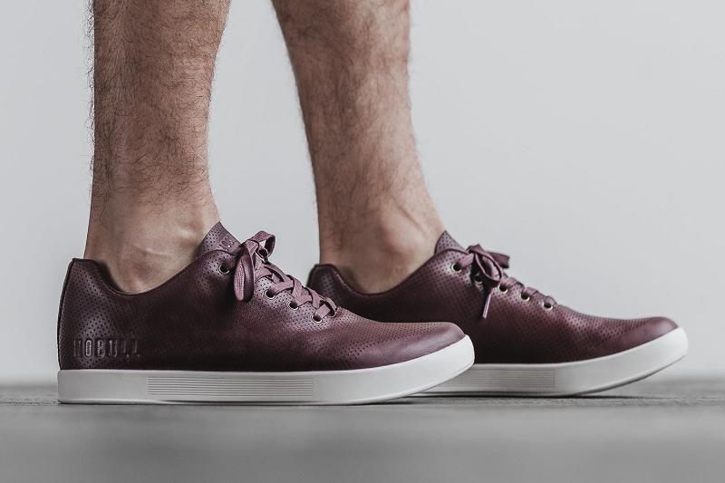 Men's Nobull Burgundy Leather Trainers Burgundy | SG G2366S